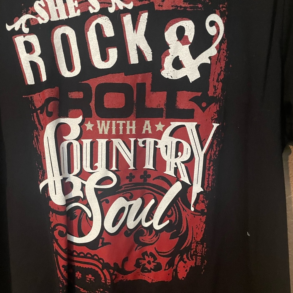 Bella Canvas Black Tee with White and Red Graphic